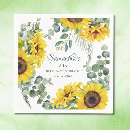 Sonnenblume 21. Geburtstag Party Serviette