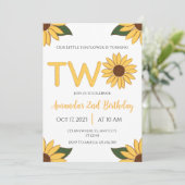 Sonnenblume 2. Geburtstag Einladung (Stehend Vorderseite)