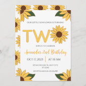 Sonnenblume 2. Geburtstag Einladung (Vorne/Hinten)
