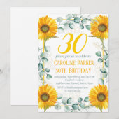 Sonnenblume 30. Geburtstag Gelbe Blütenblume Eukal Einladung (Vorne/Hinten)