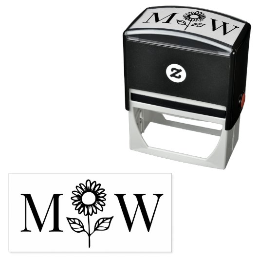Sonnenblume #3 Couple Wedding 2 Initial Monogram Permastempel (Beispiel)