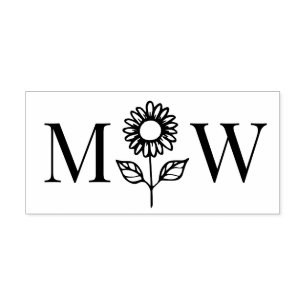 Sonnenblume #3 Paar-Hochzeit 2 Anfangsmonogramm Permastempel