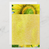Sonnenblume 3 Wasserfarben Personalisiert Stationä Briefpapier (Vorne/Hinten)