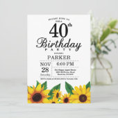 Sonnenblume 40. Geburtstag Einladung (Stehend Vorderseite)