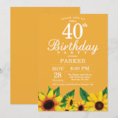 Sonnenblume 40. Geburtstag Einladung (Vorne/Hinten)