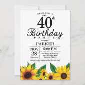 Sonnenblume 40. Geburtstag Einladung (Vorderseite)