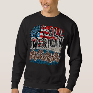 Sonnenblume 4. Juli American Flag Mama Life Retro Sweatshirt