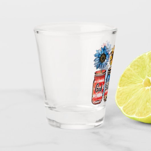 Sonnenblume 4. Juli | Gott segnete Amerika Schnapsglas (Links)