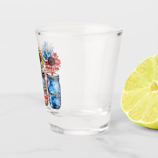 Sonnenblume 4. Juli | Gott segnete Amerika Schnapsglas (Rechts)