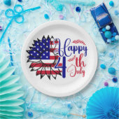 Sonnenblume 4. Juli Pappteller (Party)