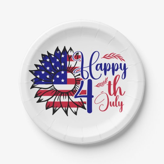 Sonnenblume 4. Juli Pappteller (Vorderseite)