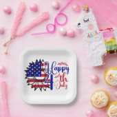 Sonnenblume 4. Juli Pappteller (Party)