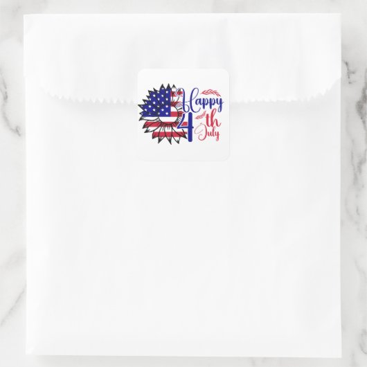 Sonnenblume 4. Juli Quadratischer Aufkleber (Tasche)