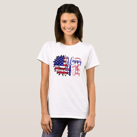 Sonnenblume 4. Juli T-Shirt (Vorne ganz)