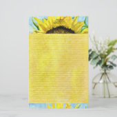 Sonnenblume 4 Wasserfarben Personalisiert Stationä Briefpapier (Stehend Vorderseite)