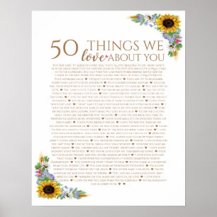 Sonnenblume 50 Dinge, die wir dir Liebe 50. Mama G Poster