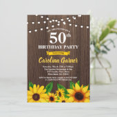 Sonnenblume 50. Geburtstag Einladung. Alter Einladung (Stehend Vorderseite)