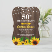 Sonnenblume 50. Geburtstag Einladung. Alter Einladung (Stehend Vorderseite)