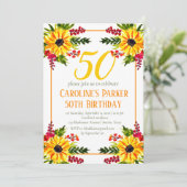 Sonnenblume 50. Geburtstag Gelbes Blütenerwachsen Einladung (Stehend Vorderseite)