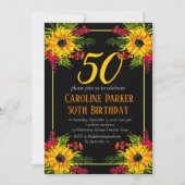 Sonnenblume 50. Geburtstag Gelbes Blütenerwachsen Einladung (Vorderseite)