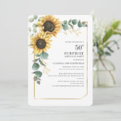 Sonnenblume 50. Geburtstagsparty Eukalyptus Einfac Einladung (Stehend Vorderseite)