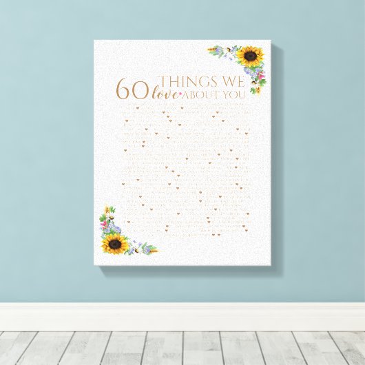 Sonnenblume 60 Dinge, die wir dir Liebe 50. Mama G Leinwanddruck (Insitu (Holzboden))