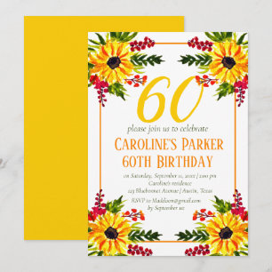 Sonnenblume 60. Geburtstag Gelbes Blütenerwachsen Einladung