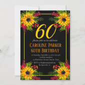 Sonnenblume 60. Geburtstag Gelbes Blütenerwachsen Einladung (Vorderseite)