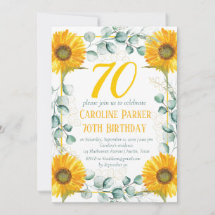 Sonnenblume 70. Geburtstag Gelbblume Eukalyptus Einladung
