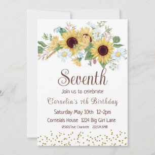 Sonnenblume 7. Geburtstag Einladung