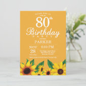 Sonnenblume 80. Geburtstag Einladung (Stehend Vorderseite)