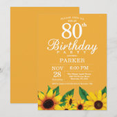 Sonnenblume 80. Geburtstag Einladung (Vorne/Hinten)