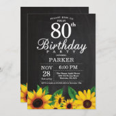 Sonnenblume 80. Geburtstag Einladung (Vorne/Hinten)