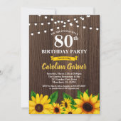 Sonnenblume 80. Geburtstag Einladung. Alter Einladung (Vorderseite)