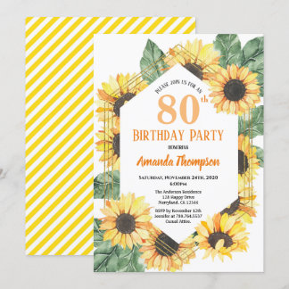 Sonnenblume 80. Geburtstagsparty Feier Frauen Einladung