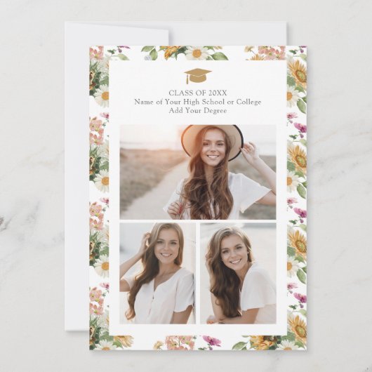 Sonnenblume Abschluss Einladung (Rückseite)