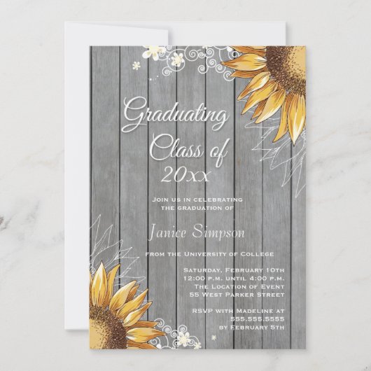Sonnenblume-Abschluss-Party des Landes laden Einladung (Vorderseite)