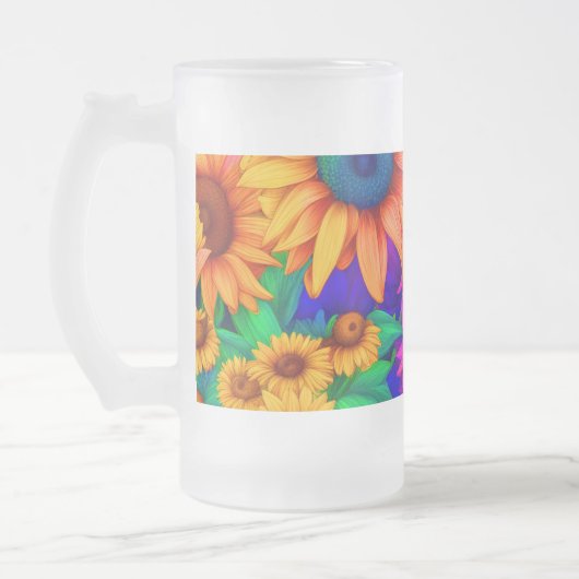 Sonnenblume Abstrakt #1 - Mattglas Bierglas (Links)