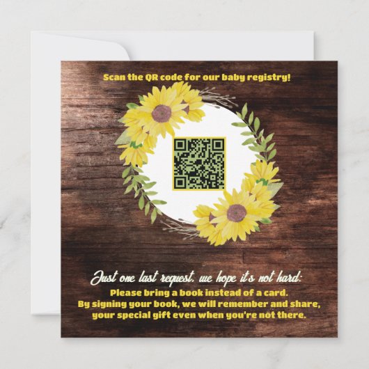 Sonnenblume Afro Baby Girl-Yellow Rustic Baby Dusc Einladung (Rückseite)