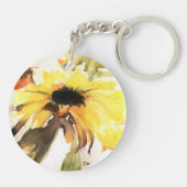 Sonnenblume Akryllischer Schlüsselanhänger, rund ( Schlüsselanhänger (Rückseite)