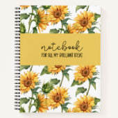 Sonnenblume "All My Brilliant Ideas" Notebook Notizblock (Vorderseite)