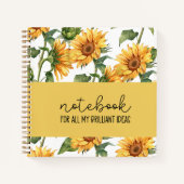 Sonnenblume "All My Brilliant Ideas" Notebook Notizblock (Vorderseite)
