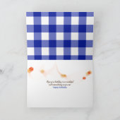 Sonnenblume am karierten blauen und weißen Geburts Karte (Innenseite)