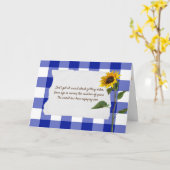 Sonnenblume am karierten blauen und weißen Geburts Karte (Gelbe Blume)