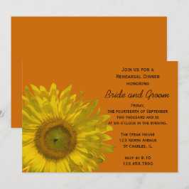 Sonnenblume am Orange Wedding Probe Dinner Einladung