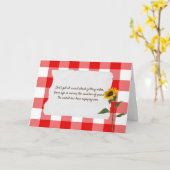 Sonnenblume am roten und weißen Büffel karierten G Karte (Gelbe Blume)