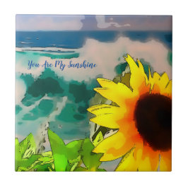 Sonnenblume am Strand du bist mein Sonnenschein Fliese