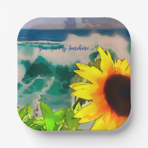 Sonnenblume am Strand du bist mein Sonnenschein Pappteller