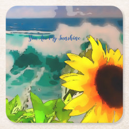 Sonnenblume am Strand du bist mein Sonnenschein Rechteckiger Pappuntersetzer