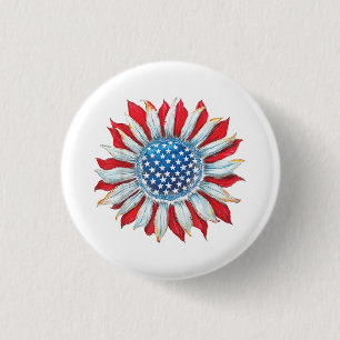 Sonnenblume American Flag 4. Juli Frauen Männer Me Button